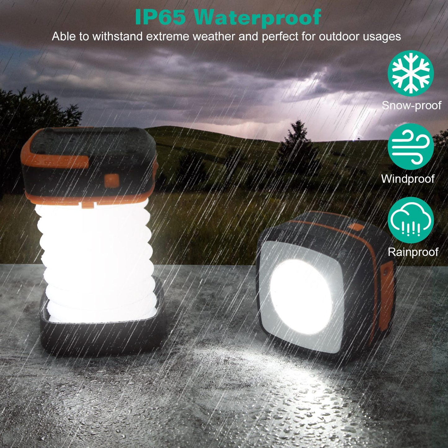 Solar Camping Lantern LED Collapsible Tent Lamp USB Rechargeable Portable Emergency Light for Hiking Fishing Outdoor Use