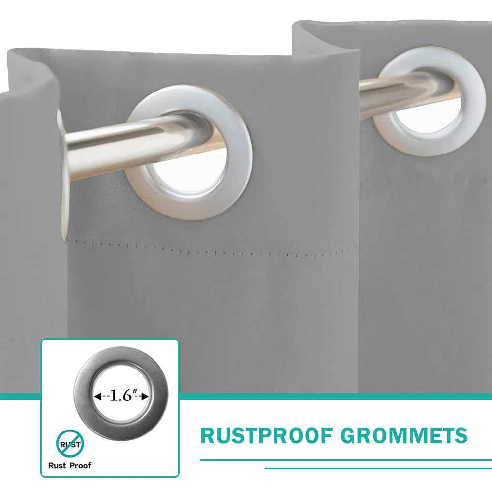 50x120 Inch Outdoor Waterproof Grommet Curtains for Front Porch Gray Windproof Privacy Panel