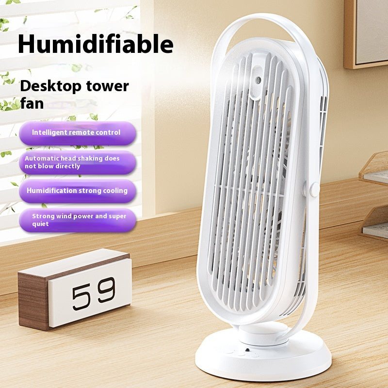 Shaking Head Spray Desktop Fan with Humidifier Battery Remote Control Large Wind Office & Home Cooling Fan