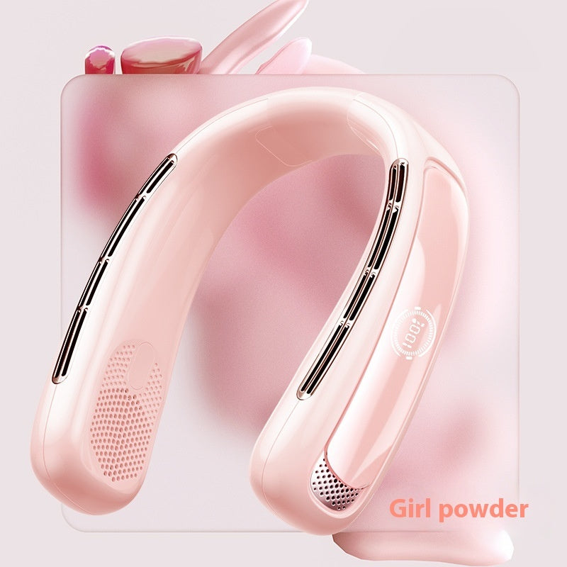 Five Gear Neck Fan USB Charging Portable Refrigeration Halter Fan with Digital Display for Outdoor Cooling Use
