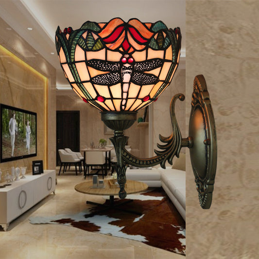 European Retro Dragonfly Wall Lamp Creative Living Room Bedroom Vintage Wall Sconce Light Decor