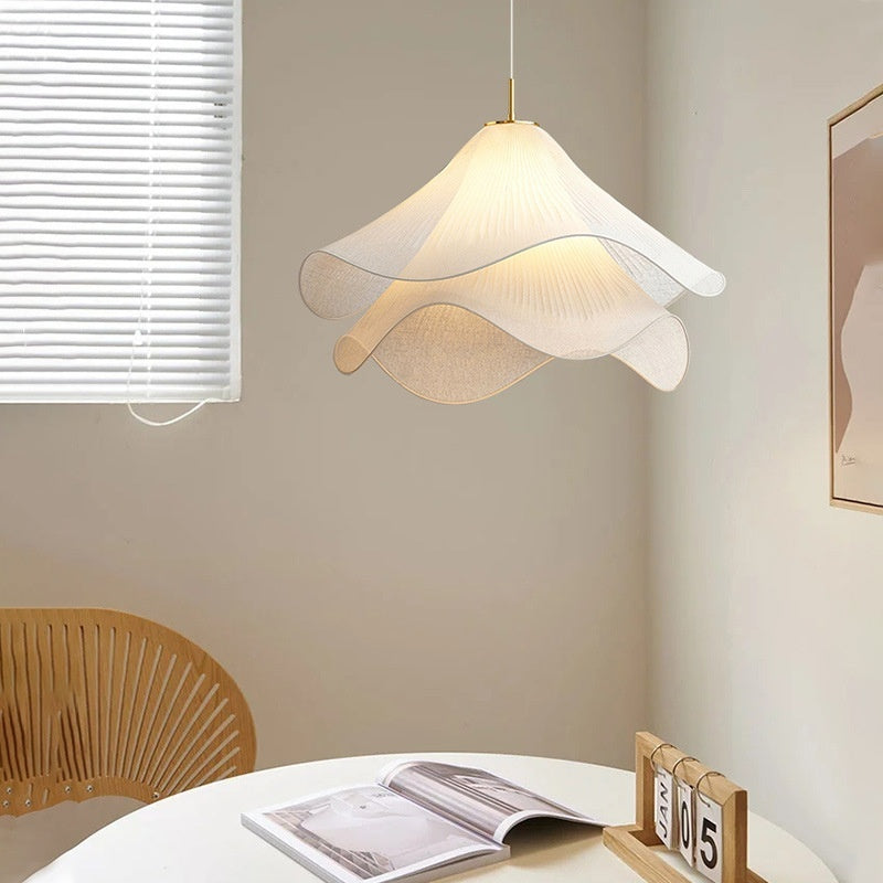 Nordic Cream Fabric Chandelier – High-End Modern Ceiling Light for Living Room, Bedroom & Dining Room