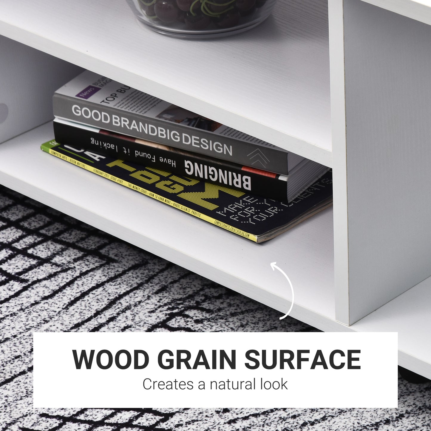 Modern White TV Cabinet Stand Storage Shelves Mobile Bedroom Furniture Bookshelf Bookcase Media Console