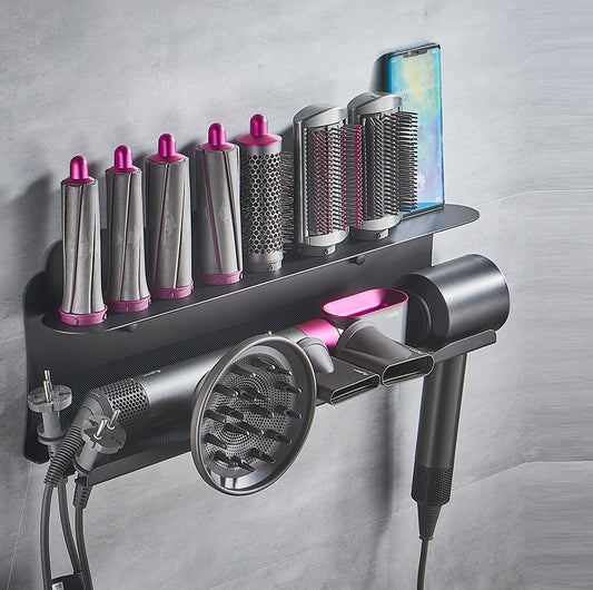 No-Drill Wall Mount Curling Iron Storage Rack – Bathroom Hair Tool Organizer Holder