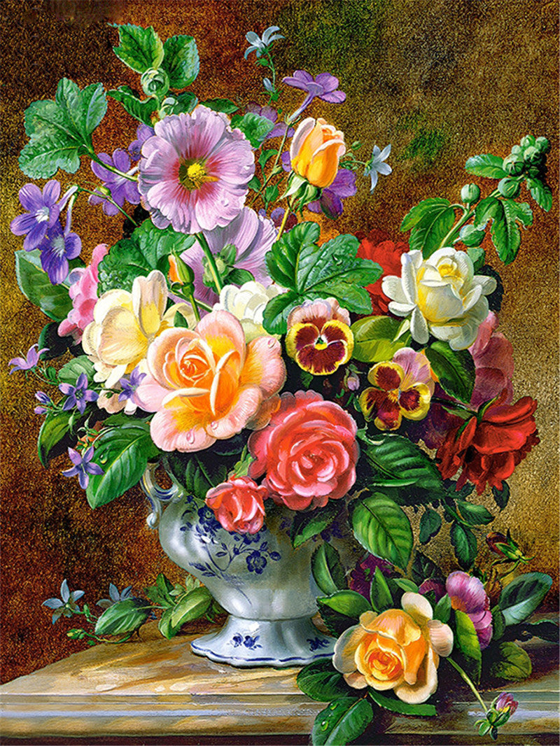 Flower Combination 5D Diamond Painting DIY Full Drill Cross Stitch Floral Wall Art Decor Kit