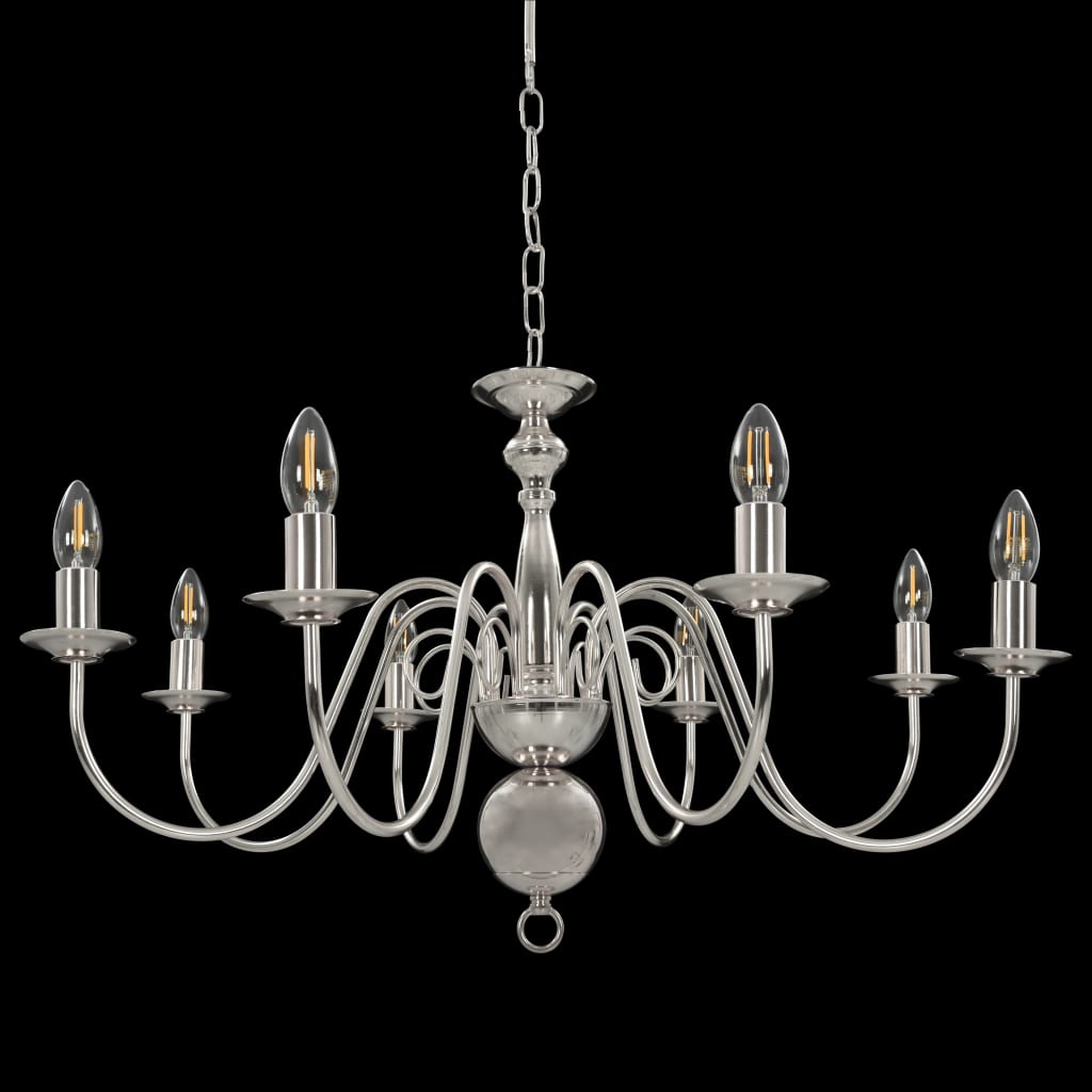 Silver 8-Light Chandelier for E14 Bulbs – Elegant Ceiling Lighting Fixture