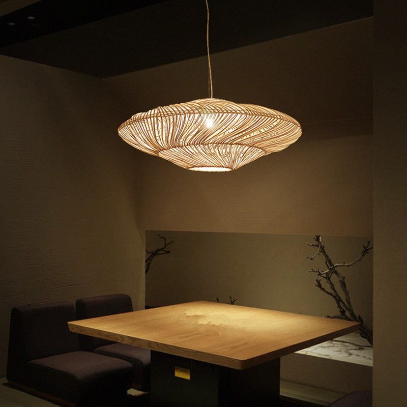Chinese Zen Rattan Ceiling Lamp – Tea Room Hanging Light
