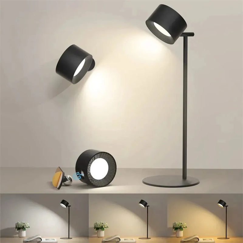 Magnetic Touch LED Table Lamp USB Rechargeable 360° Rotate Cordless Desk Light with Remote for Bedroom & Wall Night Use