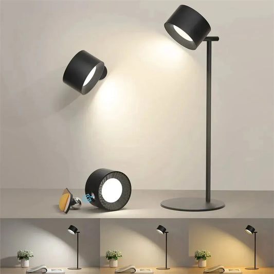 Magnetic Touch LED Table Lamp USB Rechargeable 360° Rotate Cordless Desk Light with Remote for Bedroom & Wall Night Use