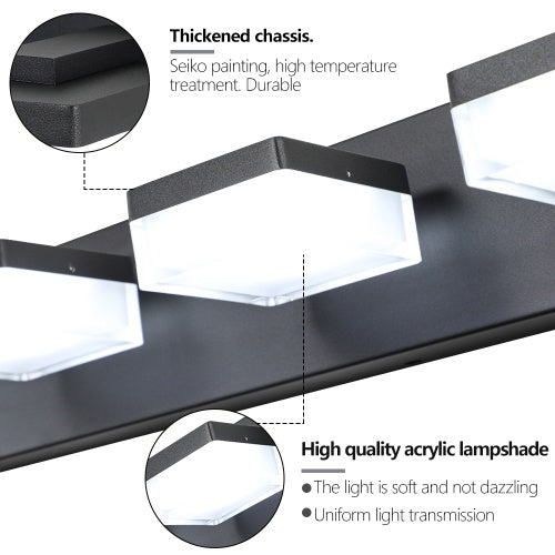 Modern 6 Light Black LED Makeup Mirror Light for Bathroom Vanity Wall Fixture
