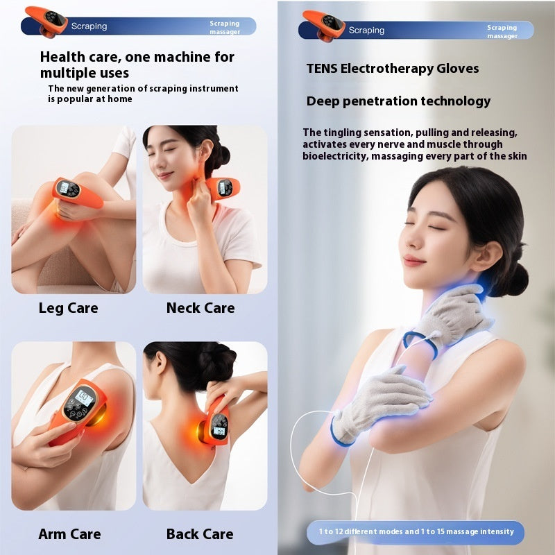Electric EMS Cupping Device Microcurrent Vacuum Hot Compress Scraping Therapy Negative Pressure Massage Tool
