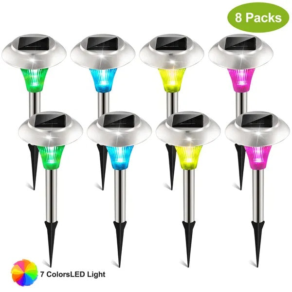 8 Pack Solar Garden Lights Outdoor Color Changing Pathway Lamps IP44 Waterproof Landscape Lighting
