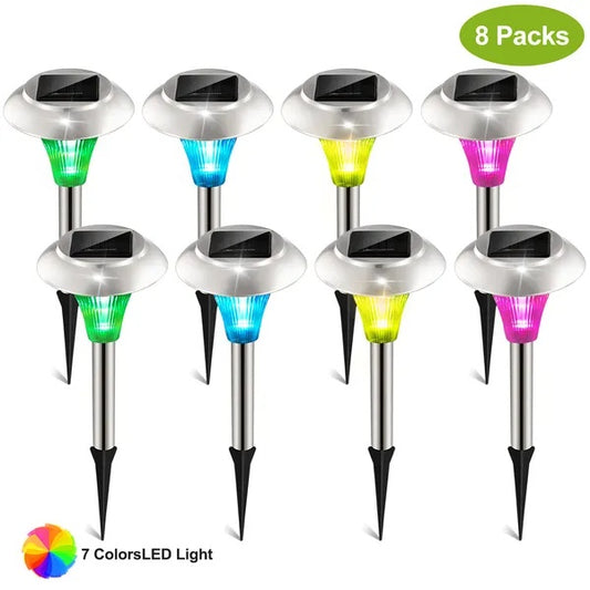 8 Pack Solar Garden Lights Outdoor Color Changing Pathway Lamps IP44 Waterproof Landscape Lighting