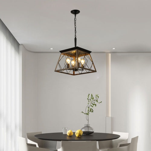Farmhouse 4-Light Vintage Chandelier – Antique Style Ceiling Lamp (Bulbs Not Included)