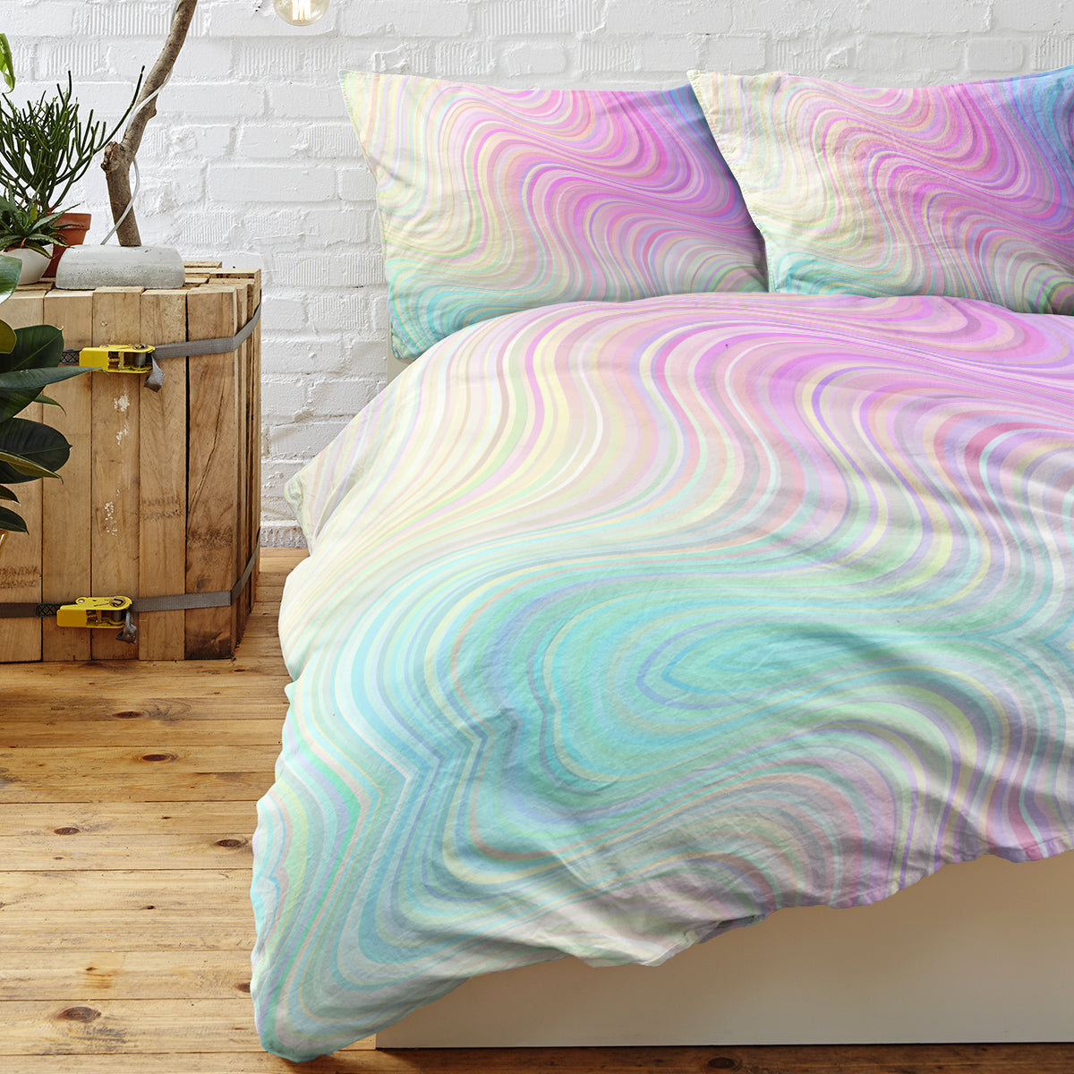 Girly Rainbow Glitter Ombre Duvet Cover Bedding Set 3 Pcs Chic Pastel Purple Blue Green Sparkle Quilt Cover Set with 2 Pillow Shams