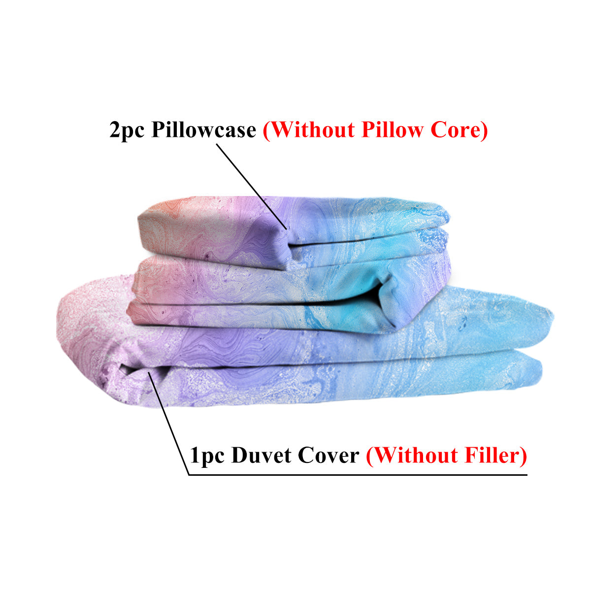 Girly Rainbow Glitter Ombre Duvet Cover Bedding Set 3 Pcs Chic Pastel Purple Blue Green Bedspread with 2 Pillow Shams