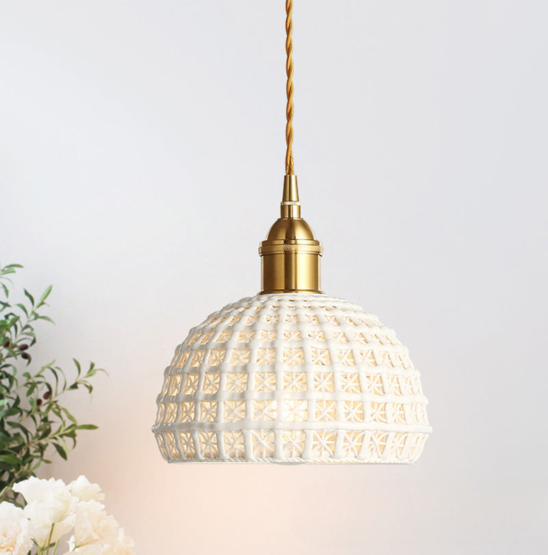 Brass & Ceramic Pendant Lamp – Living Room & Bedroom Bedside Light
