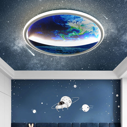 Creative Planet Ceiling Light Smart Eye Protection Round Earth Lamp for Kids Room Bedroom
