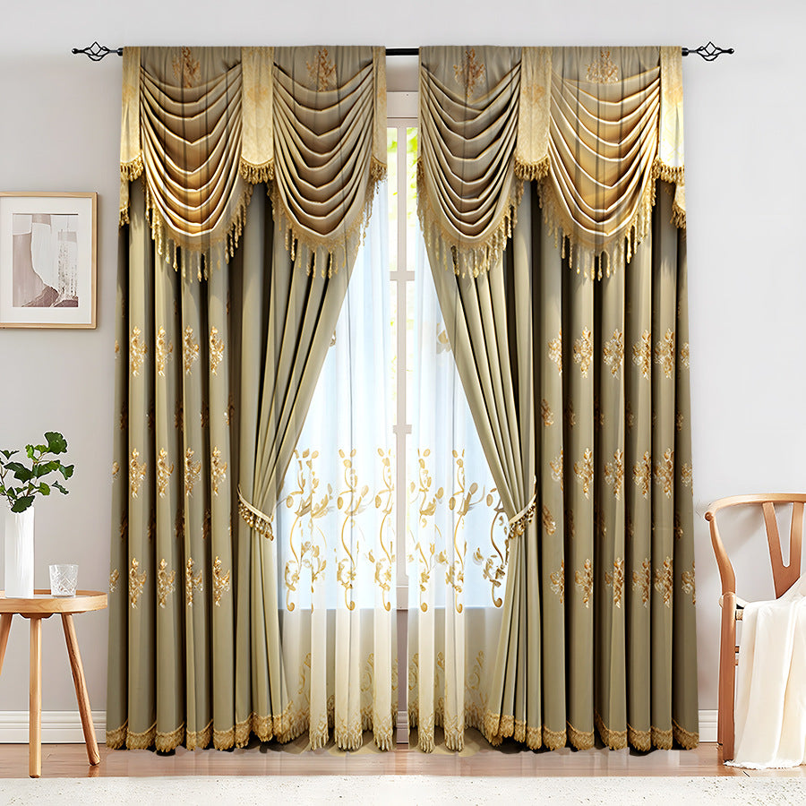Creative Home European Flower Character Curtains Decorative Window Drapes for Living Room Bedroom Home Decor