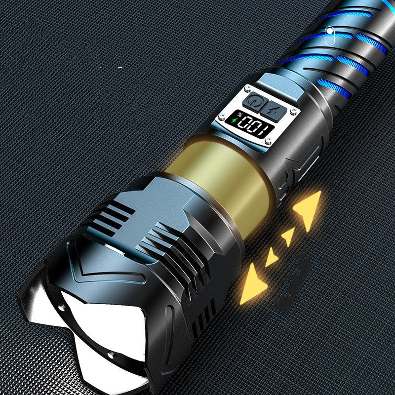 Aluminum Alloy Zoom Flashlight Digital Display Rechargeable LED Torch for Outdoor Camping and Emergency Use
