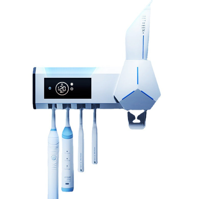 White UV Toothbrush Sanitizer & Holder Automatic Wall-Mounted Toothbrush Cleaner Bathroom Hygiene Storage