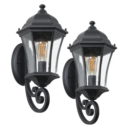 Outdoor Waterproof Glass Retro Wall Light 2-Pack E27 Bulb Compatible Garden Porch Lighting Fixture