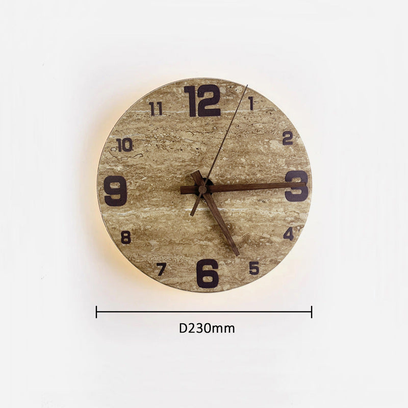Round Clock Wall Lamp Yellow Cave Stone Design Modern Decorative Bedroom Living Room Light