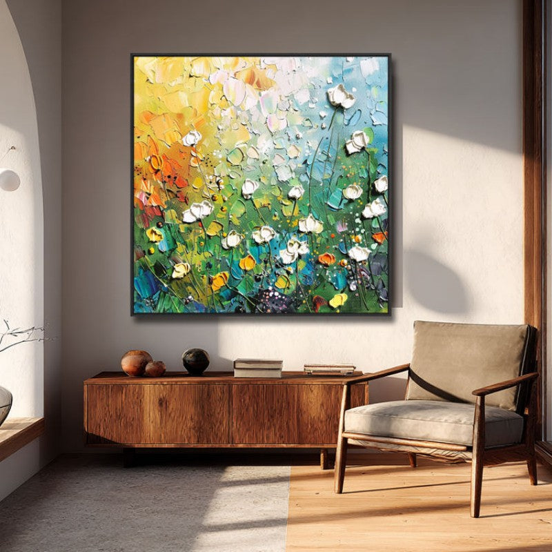 Handmade 3D Palette Knife Flower Oil Painting Abstract Thick Texture Canvas Wall Art Living Room Decor