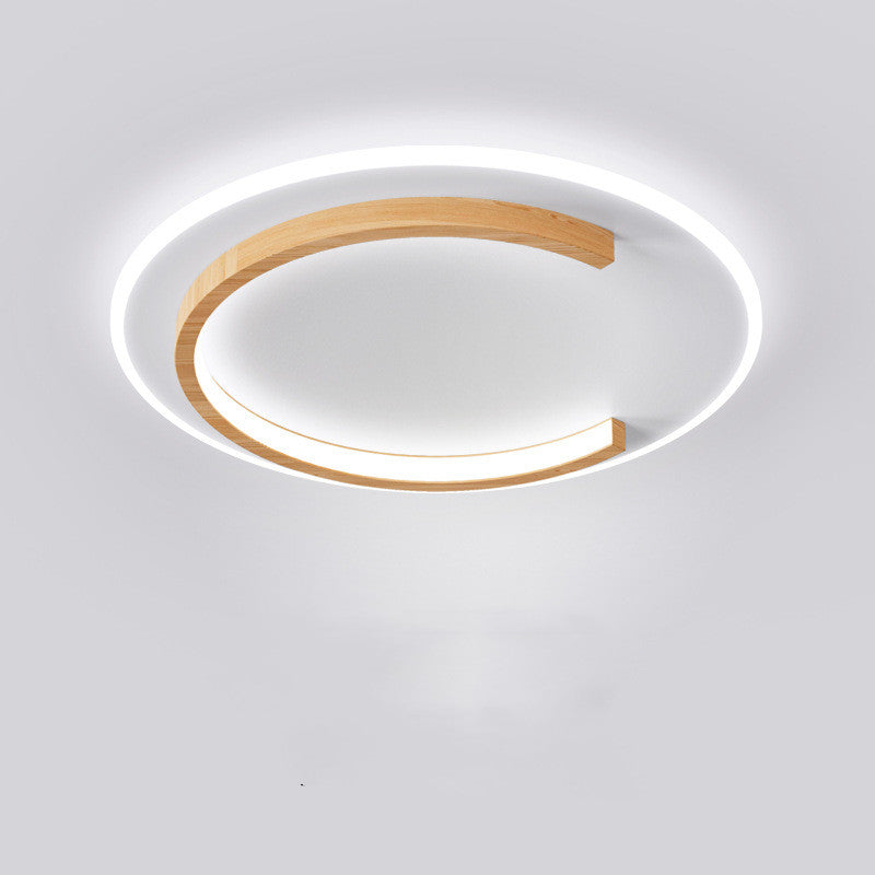 Round Wood Grain LED Ceiling Light Modern Bedroom Ceiling Lamp for Living Room Home Decor