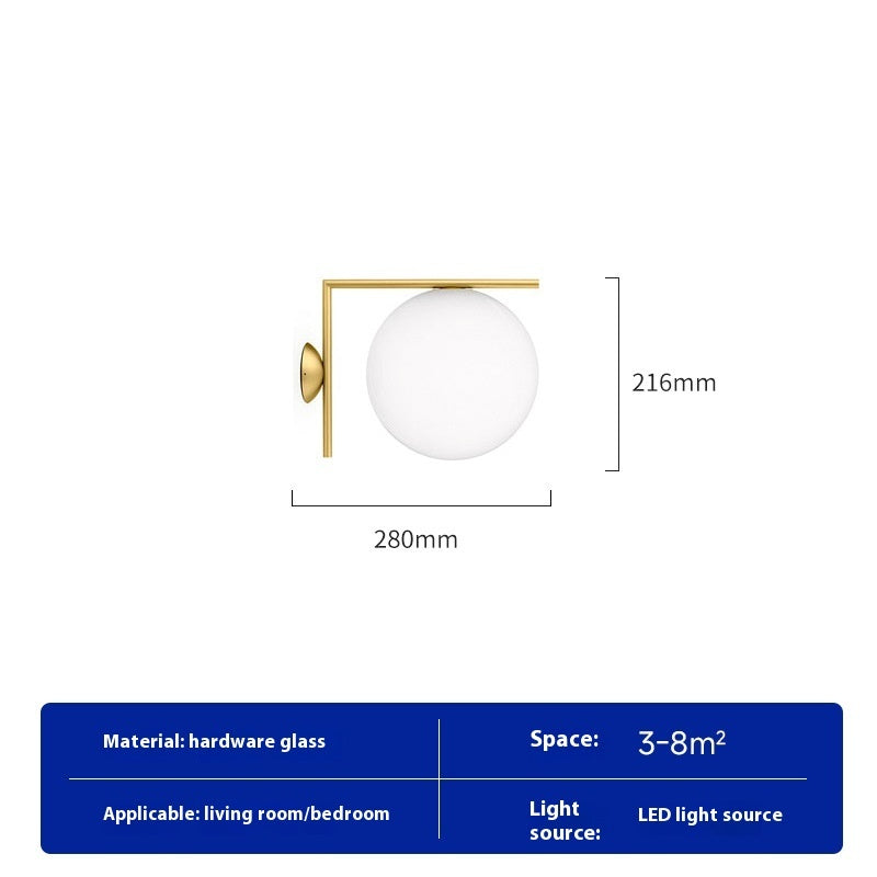Glass Wall Lamp Bedroom Bedside Light Modern Corridor Wall Sconce Home Decor