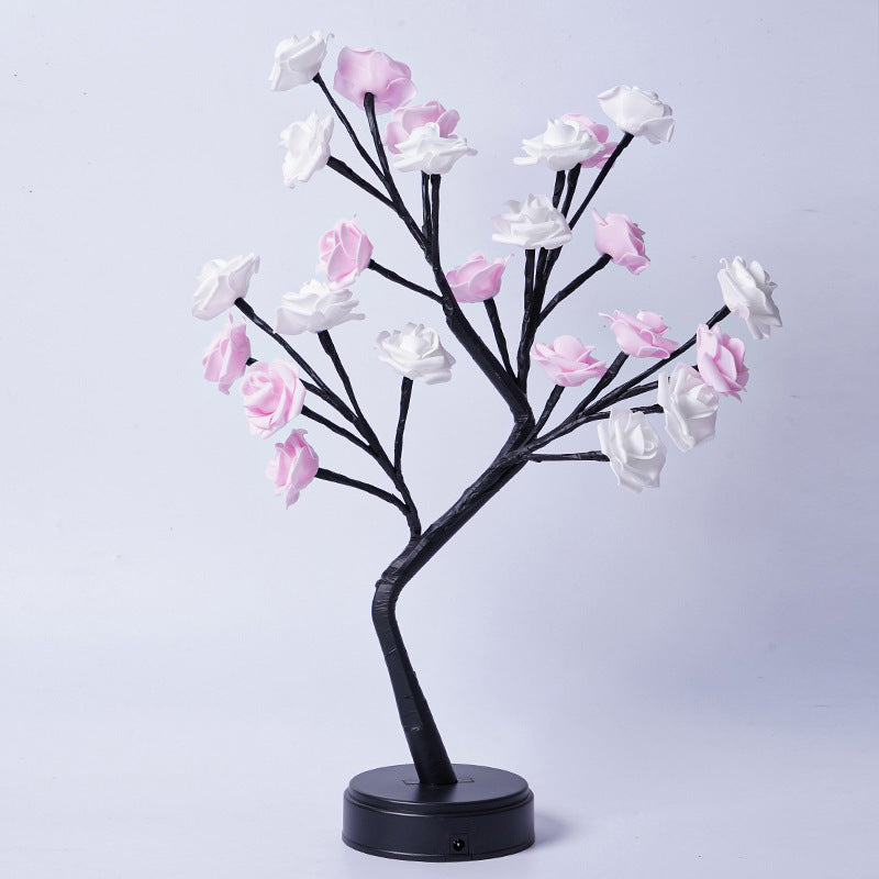 Flower Tree Rose Table Lamp Fairy LED Desk Night Light USB Powered Romantic Wedding & Valentine Decoration Gift