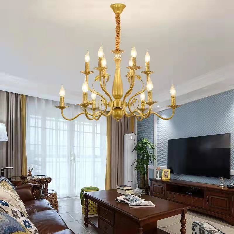 Living Room Bedroom Aisle Wrought Iron Candle Crystal Chandelier