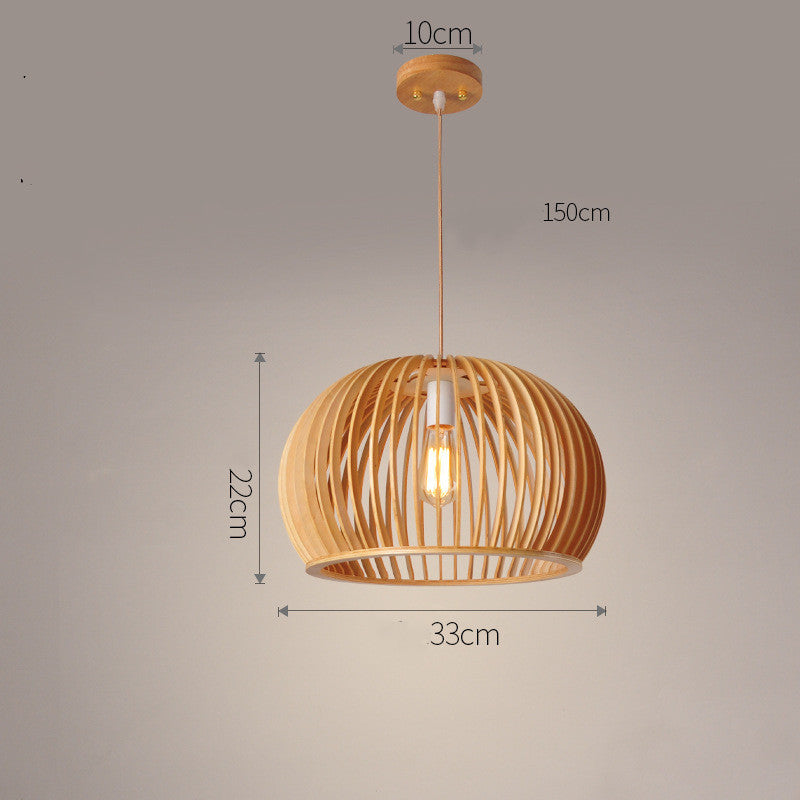 Nordic Wooden Pumpkin Chandelier – Dining, Bedroom & Cafe Lighting