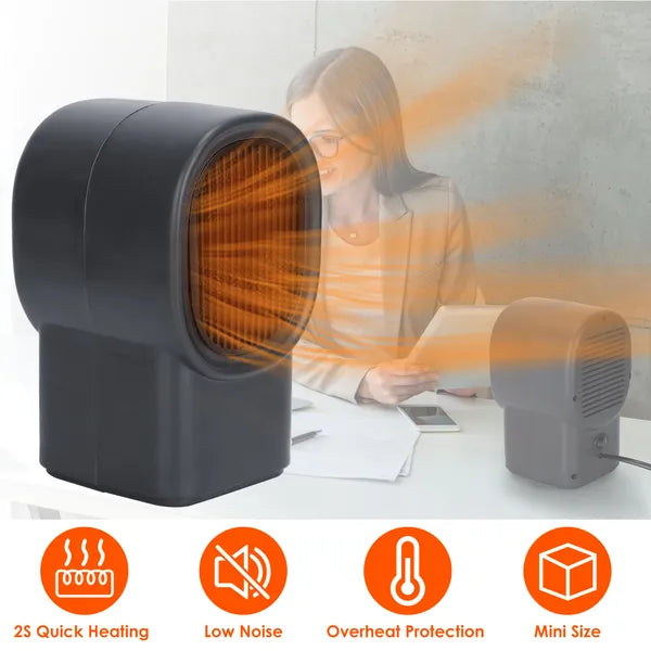400W Portable Electric Space Heater Mini Desktop Fan Heater Personal Small Space Heater for Home & Office Use