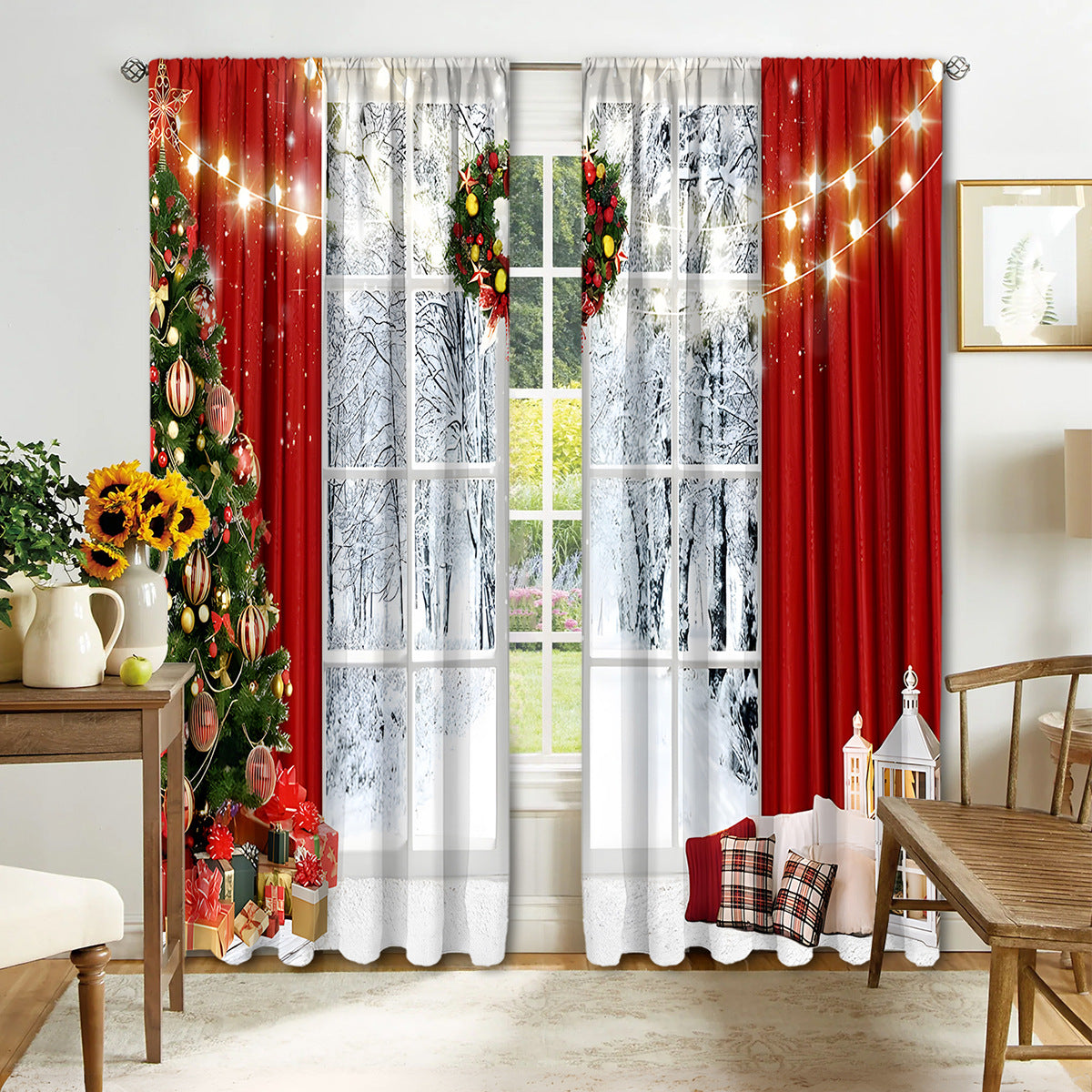 Digital Printed Christmas Curtains – Festive Holiday Window Drapes