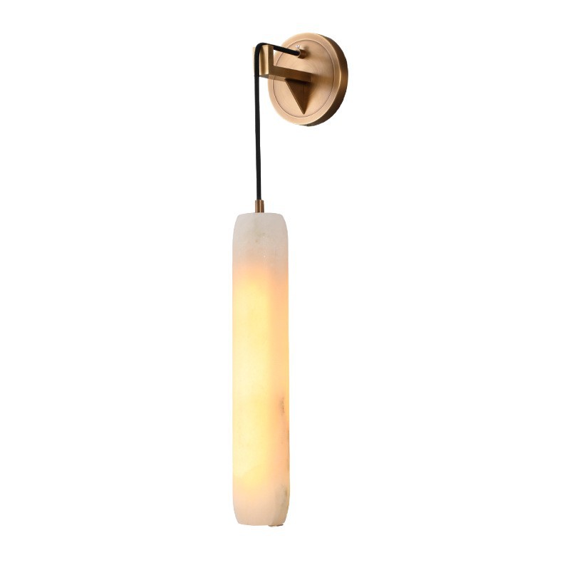 Natural Marble Strip Pendant Light – Bedroom Copper Droplight
