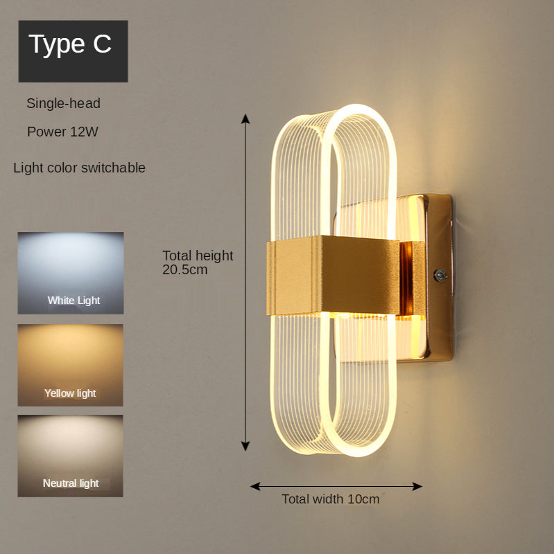 Golden Nordic Style Wall Lamp Modern LED Lighting Fixture for Living Room Bedroom Hallway Home Interior Decor