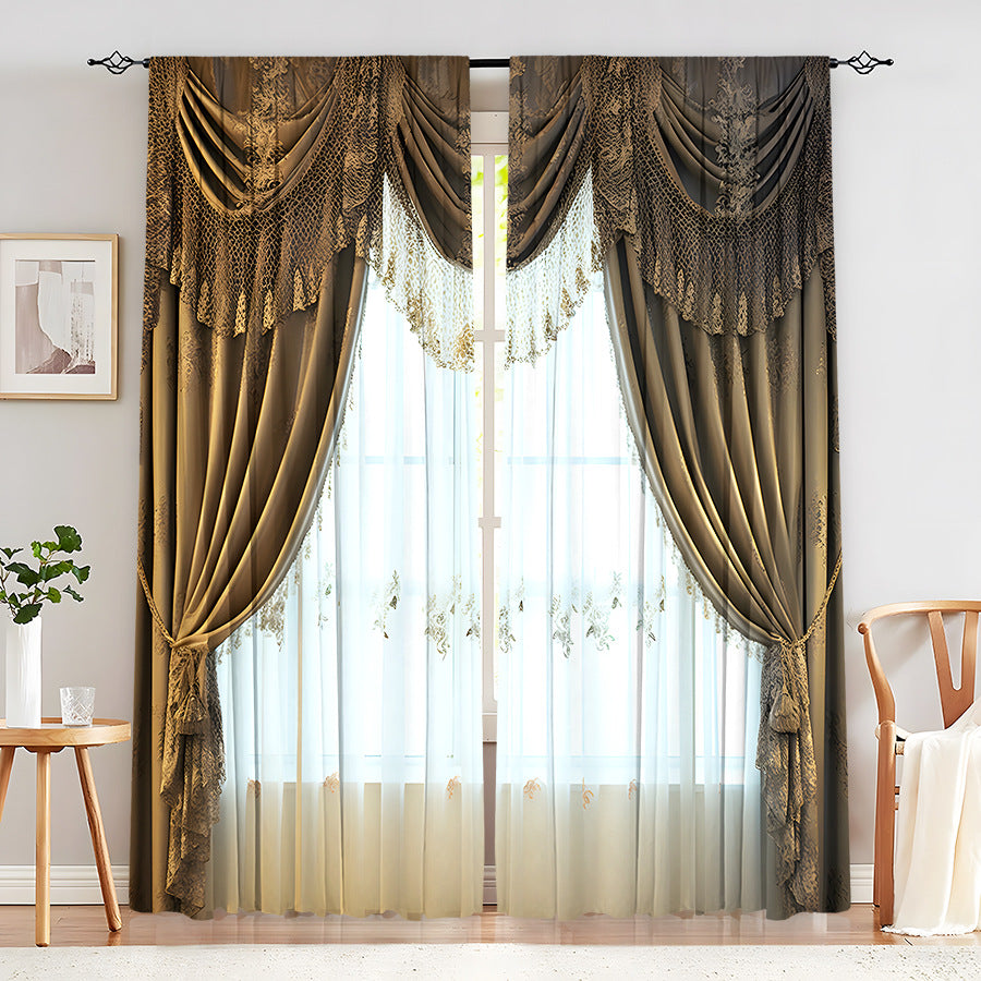 Creative Home European Flower Character Curtains Decorative Window Drapes for Living Room Bedroom Home Decor