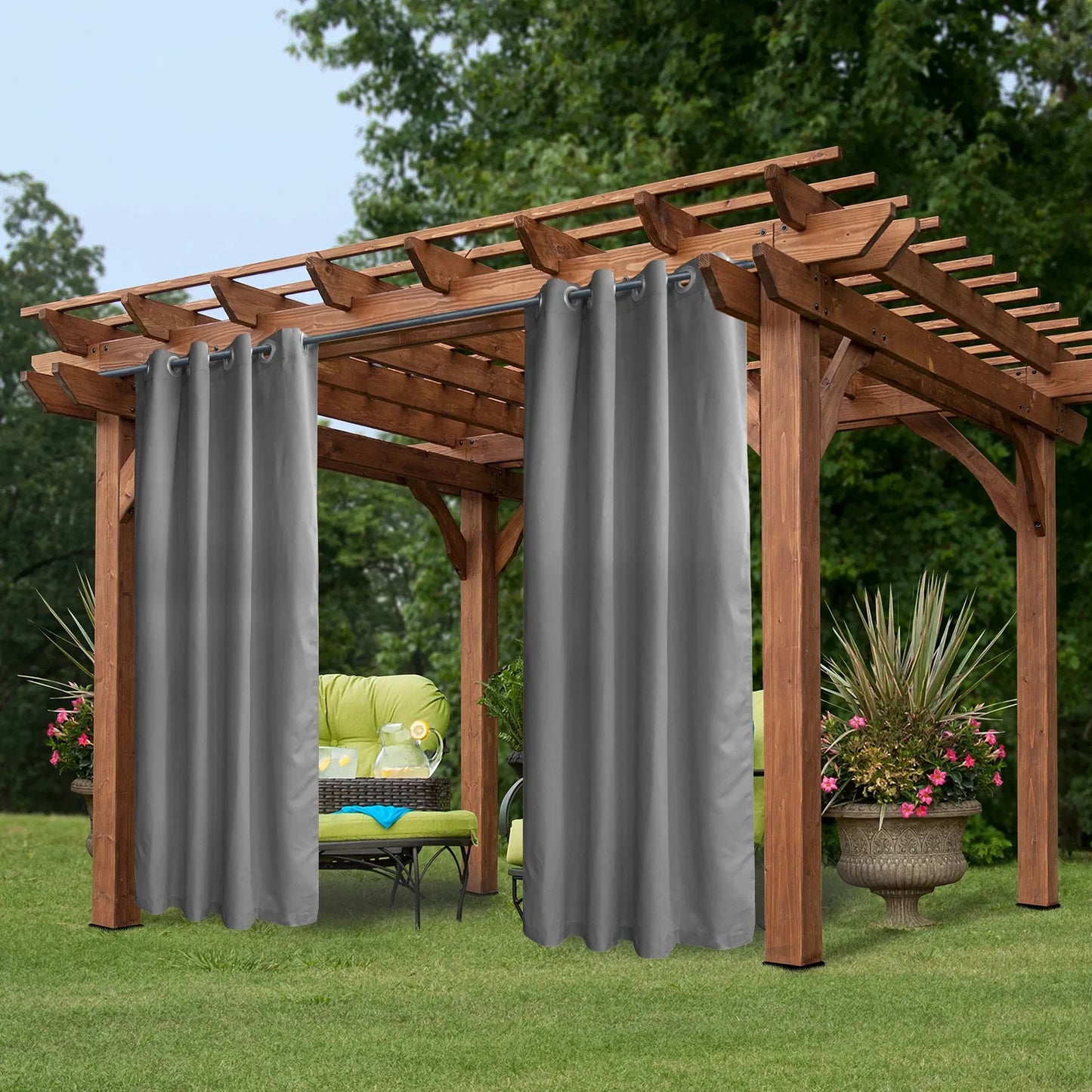 50x120 Inch Outdoor Waterproof Grommet Curtains for Front Porch Gray Windproof Privacy Panel