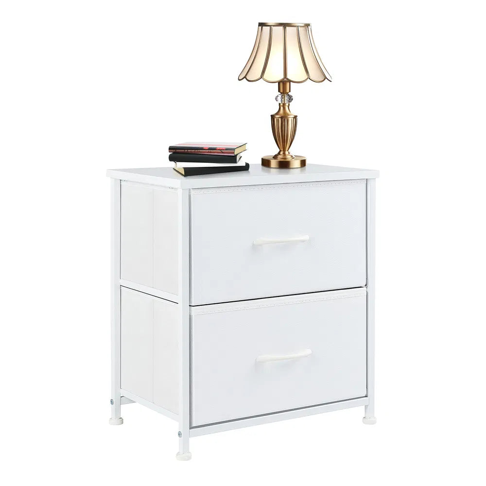 Set of 2 Fabric Drawer Cabinets Living Room Nightstand Storage Chest Closet Clothes Organizer Furniture