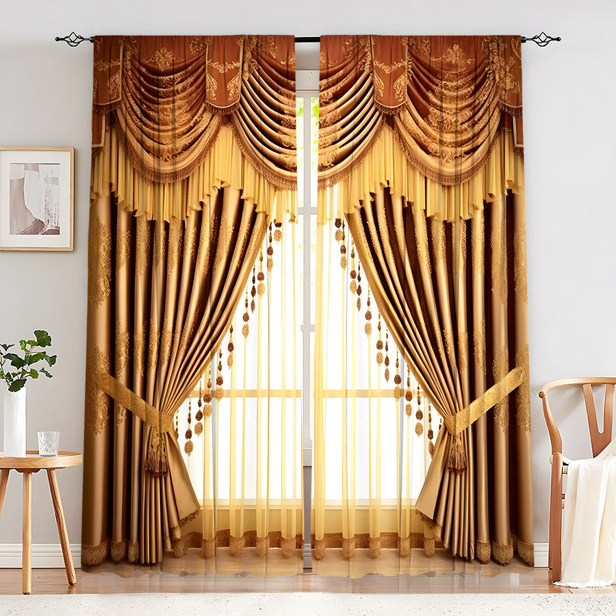 Creative Home European Flower Character Curtains Decorative Window Drapes for Living Room Bedroom Home Decor