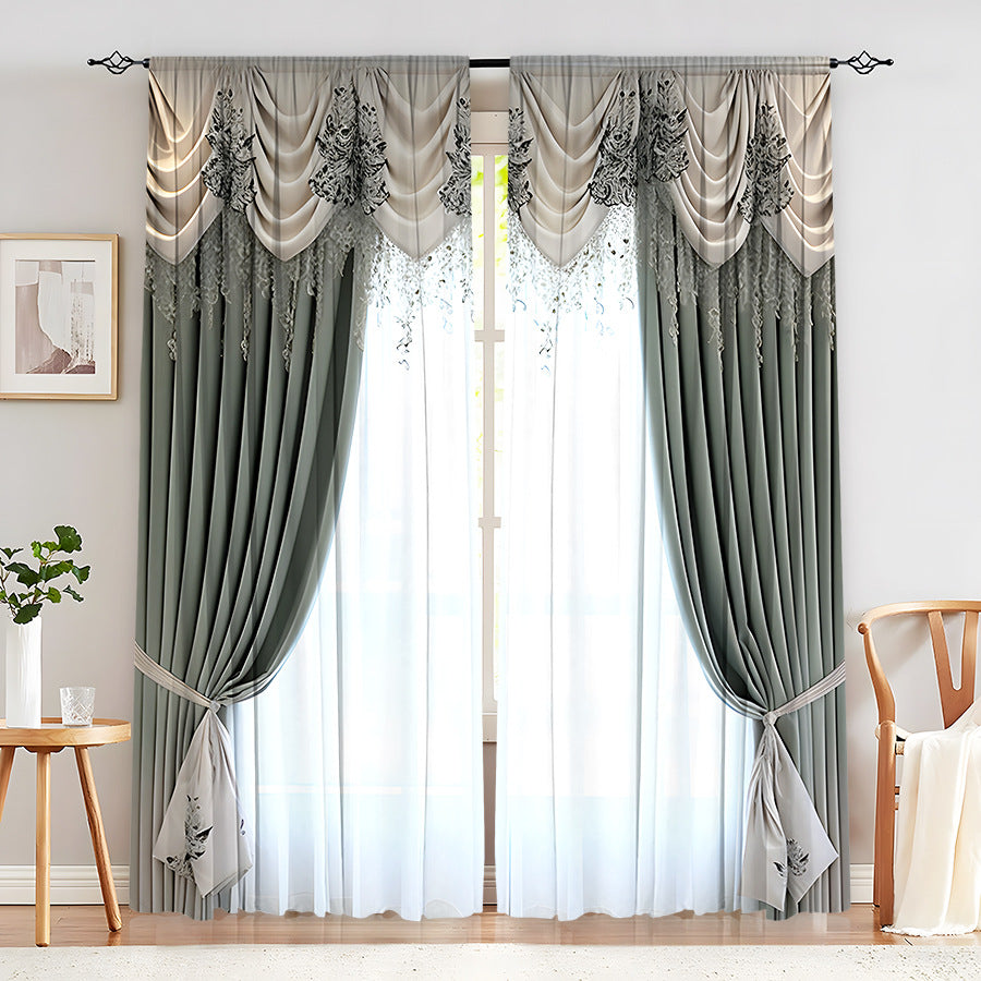 Creative Home European Flower Character Curtains Decorative Window Drapes for Living Room Bedroom Home Decor