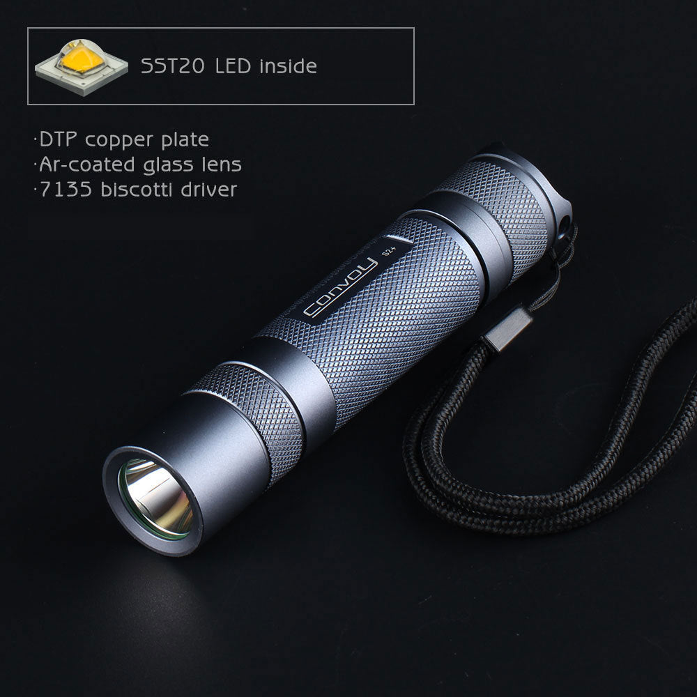 Convoy S2 SST20 18650 Flashlight Thermoelectric Separation Coating 7135 High Performance LED Torch 12 Modes