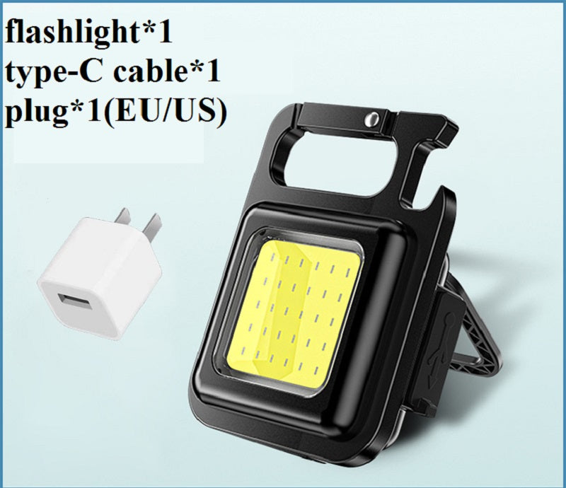 Mini Rechargeable COB Keychain Flashlight – Portable LED Work & Emergency Camping Light