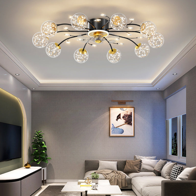 Nordic Star Fan Lamp Modern Light Luxury Ceiling Fan Light for Living Room Bedroom