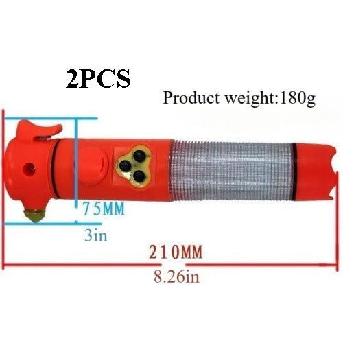 Multi-Functional Car Safety Hammer – Emergency Escape Tool with LED Flashlight (Red & Yellow)