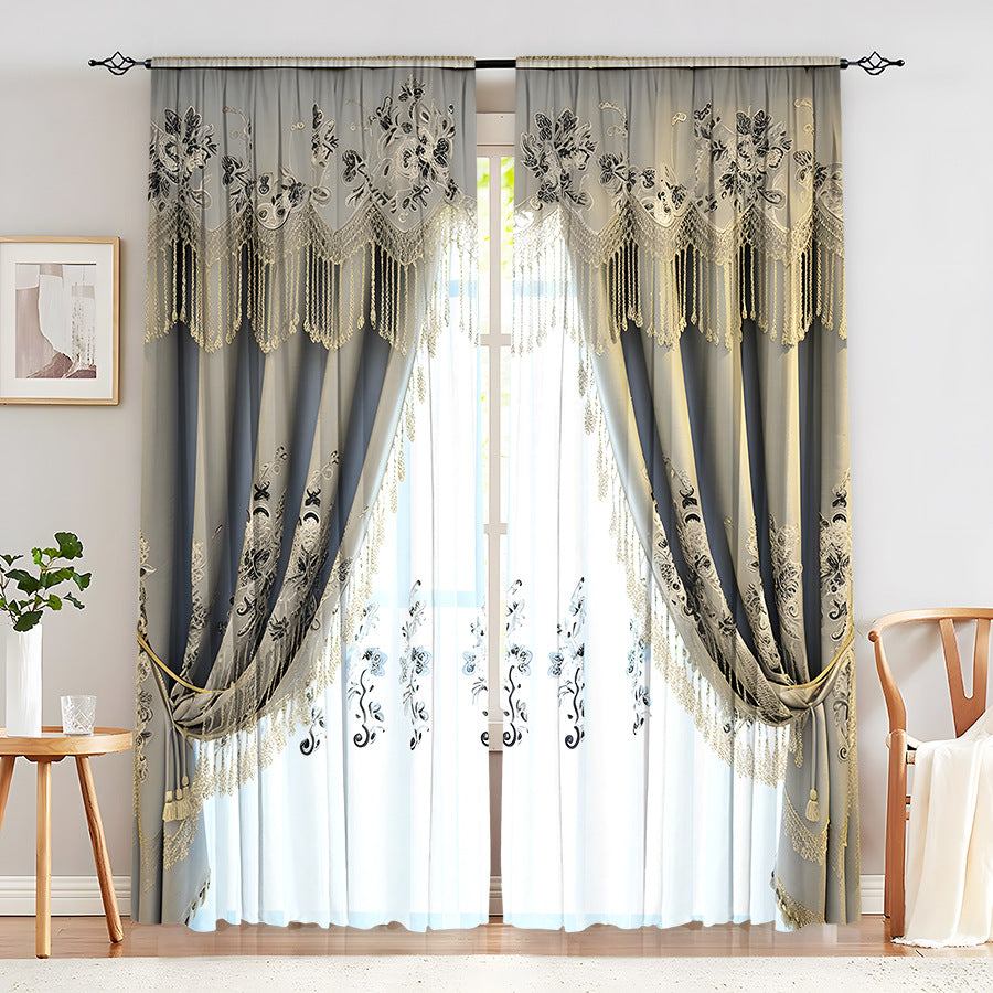 Creative Home European Flower Character Curtains Decorative Window Drapes for Living Room Bedroom Home Decor