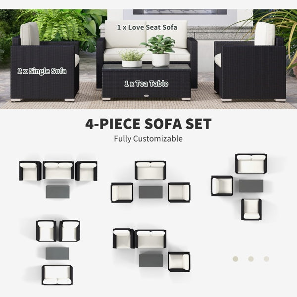 Outdoor Patio Furniture Set Multi-Piece Garden Sofa Table Set Weather Resistant Rattan Seating