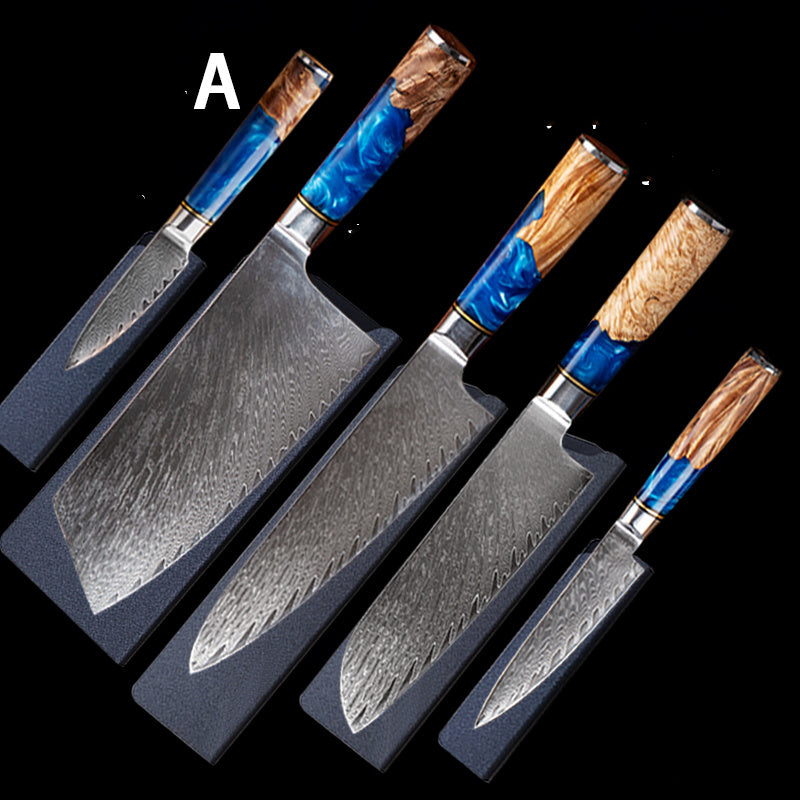 Damascus Steel Professional Kitchen Knife Set – Commercial Restaurant Chef Knives