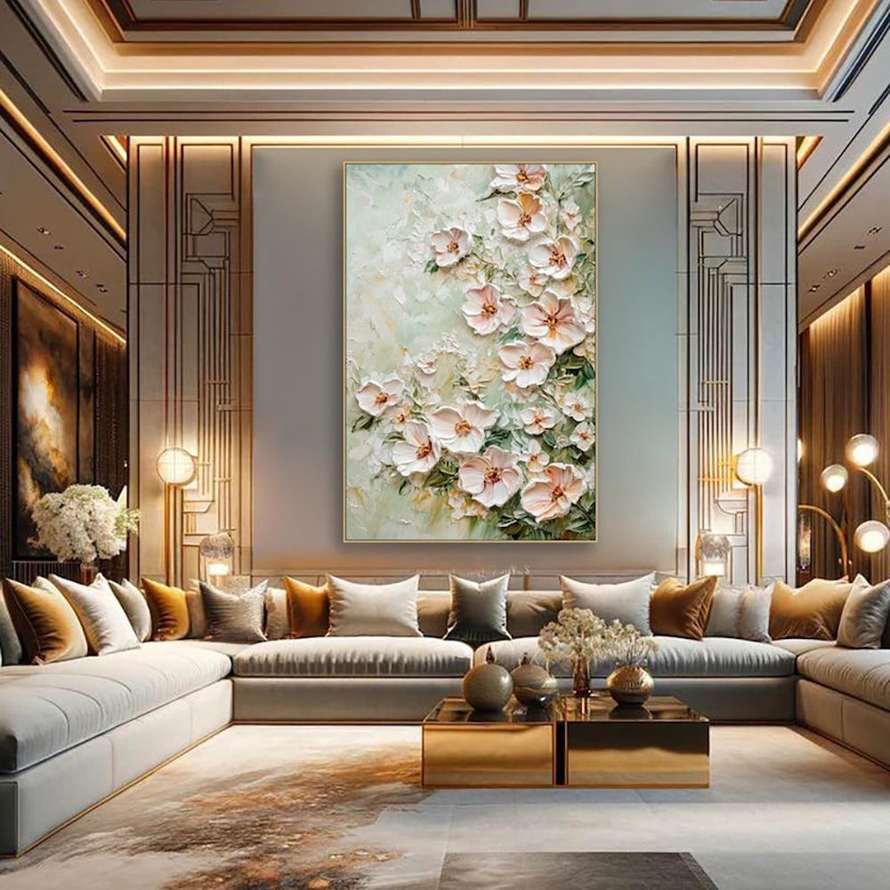 Handmade 3D Texture Flower Oil Painting on Canvas Modern Abstract Wall Art for Home Room Decor Frameless Unstretched